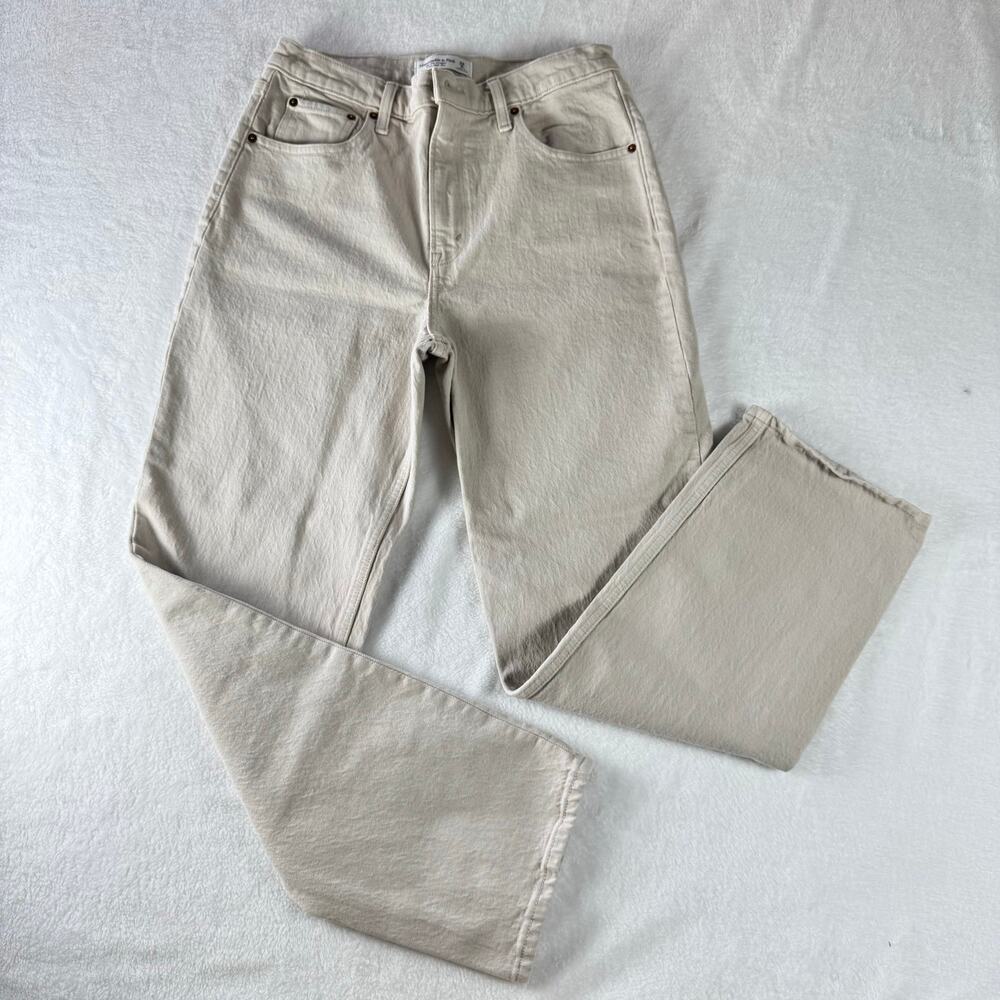 Abercrombie & Fitch 90s Straight Jeans 29/8S Beige Ultra High Rise Mom Denim